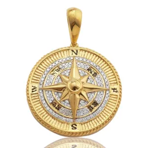 10K 0.75ctw DIAMOND COMPASS PENDANT