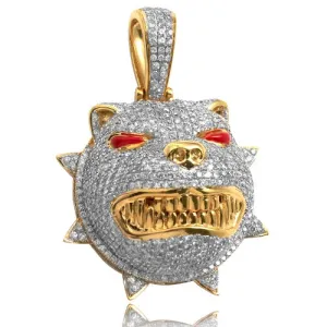 10K 9.50CTW DIAMOND BULLDOG WITH SPIKED COLLAR PENDANT