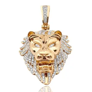 10KY 5.50CTW DIAMOND LION HEAD PENDANT