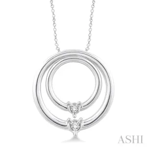 1/20 Ctw Round Cut Diamond Circle Pendant in Sterling Silver with Chain