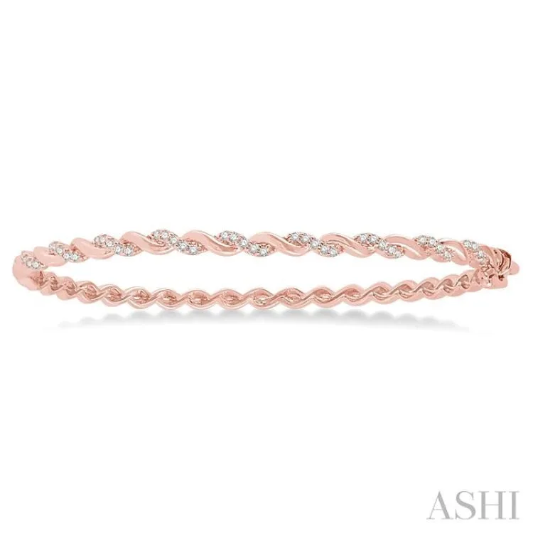 1/3 ctw Twisted Vine Round Cut Diamond Stackable Bangle in 14k Rose Gold