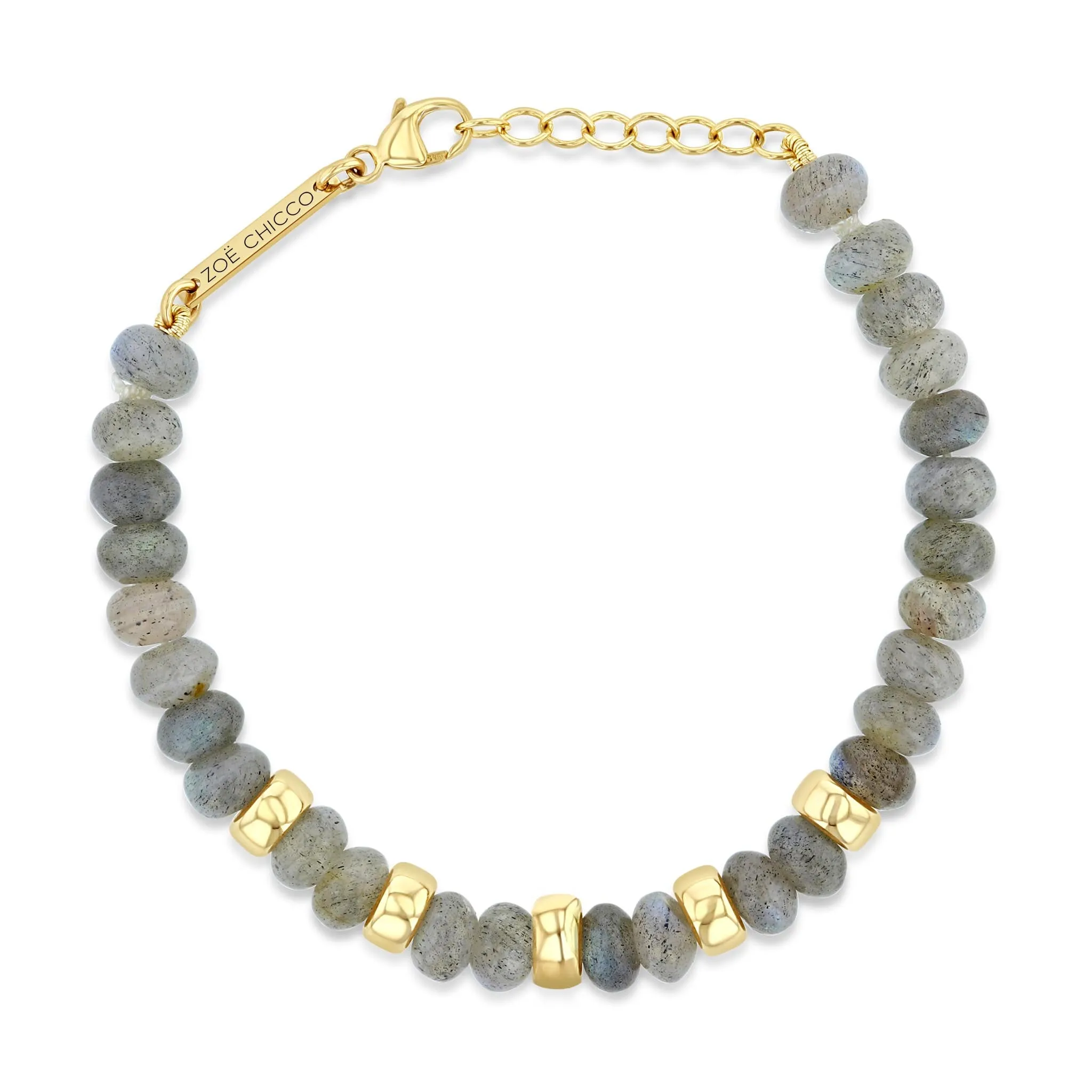 14k Gold & Labradorite Rondelle Bead Bracelet