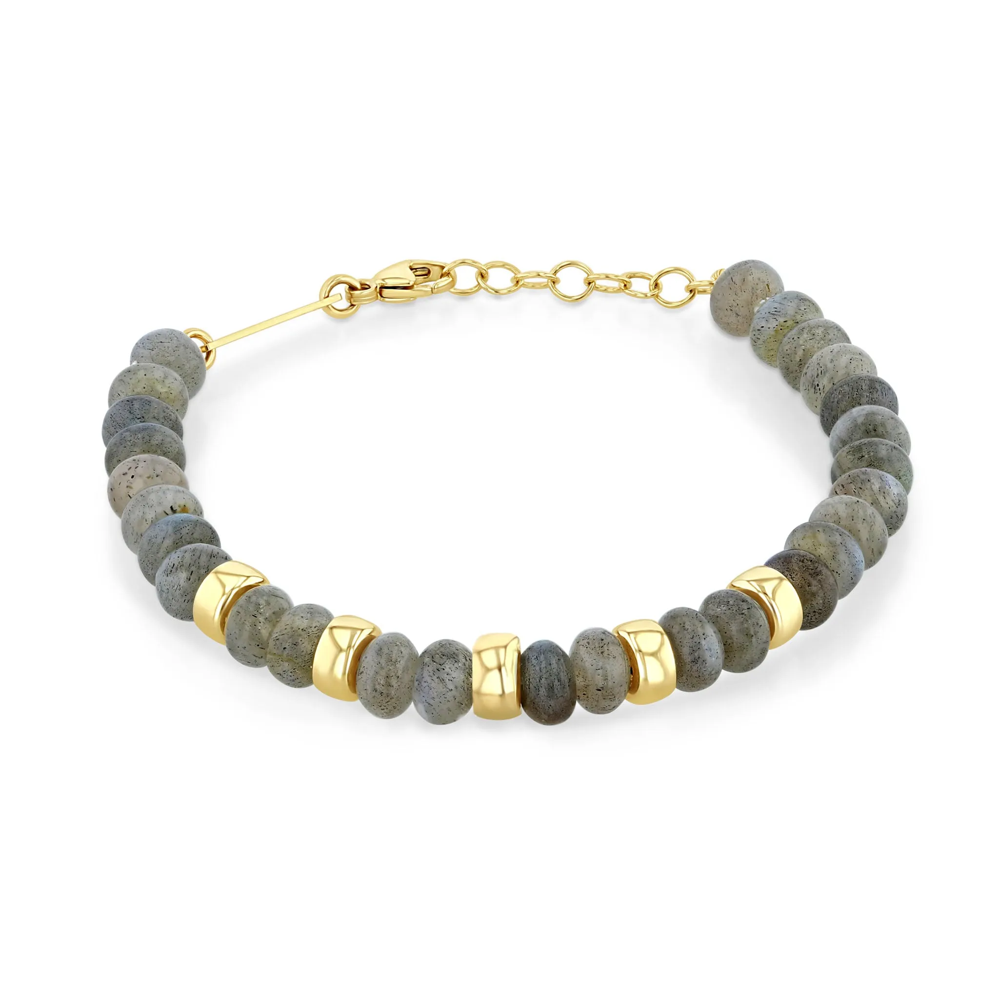 14k Gold & Labradorite Rondelle Bead Bracelet