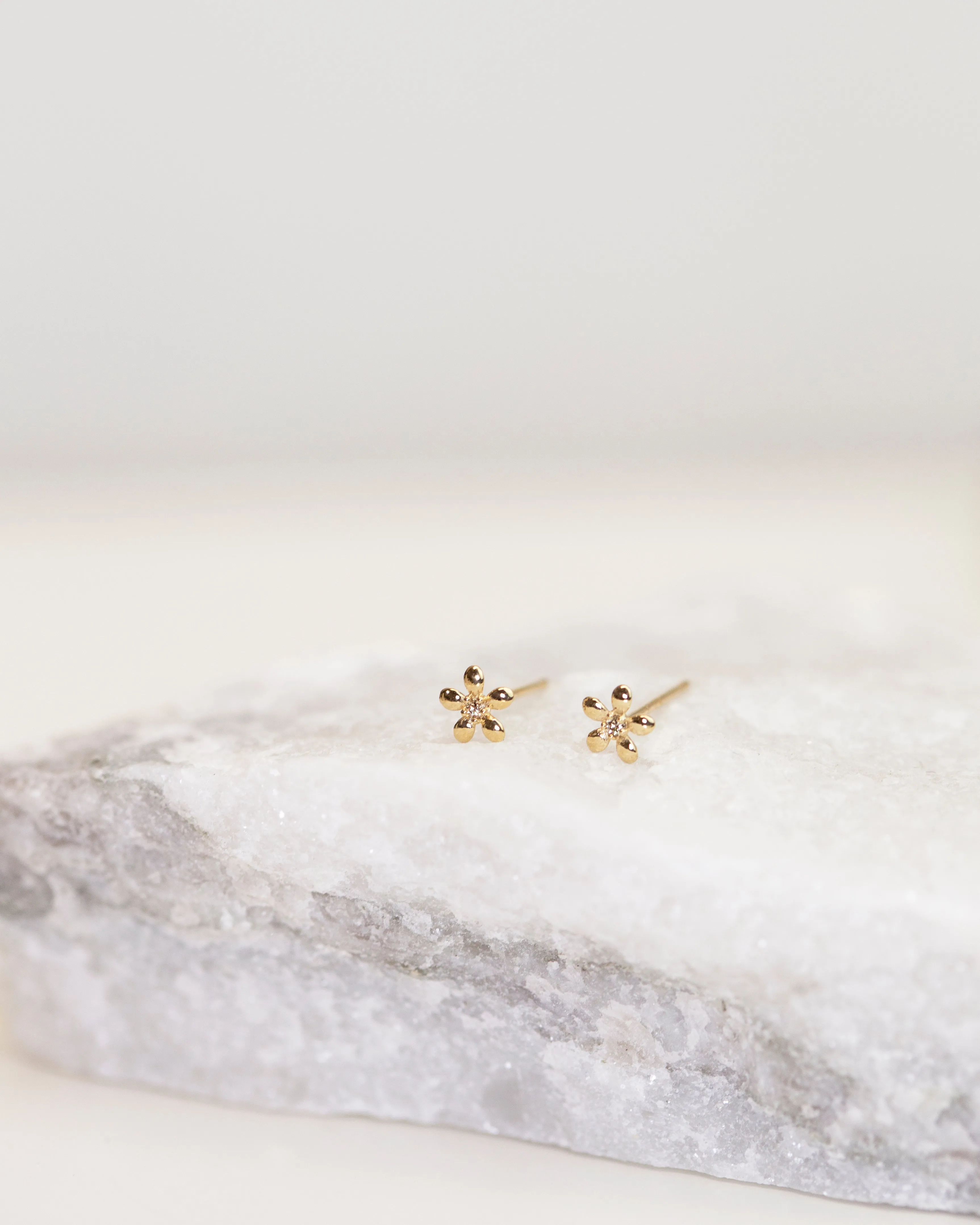 14k Gold Tiny Flower Studs