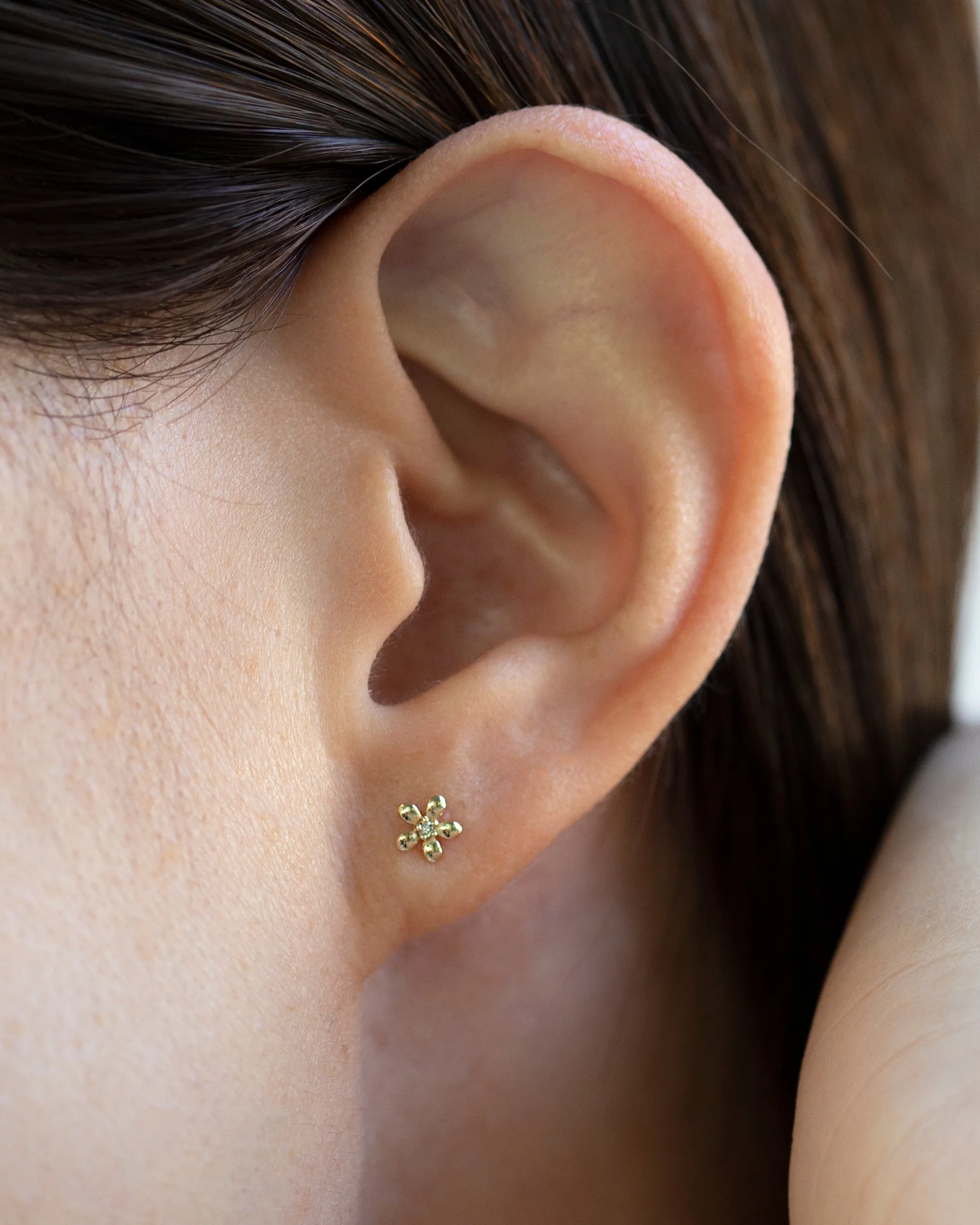 14k Gold Tiny Flower Studs