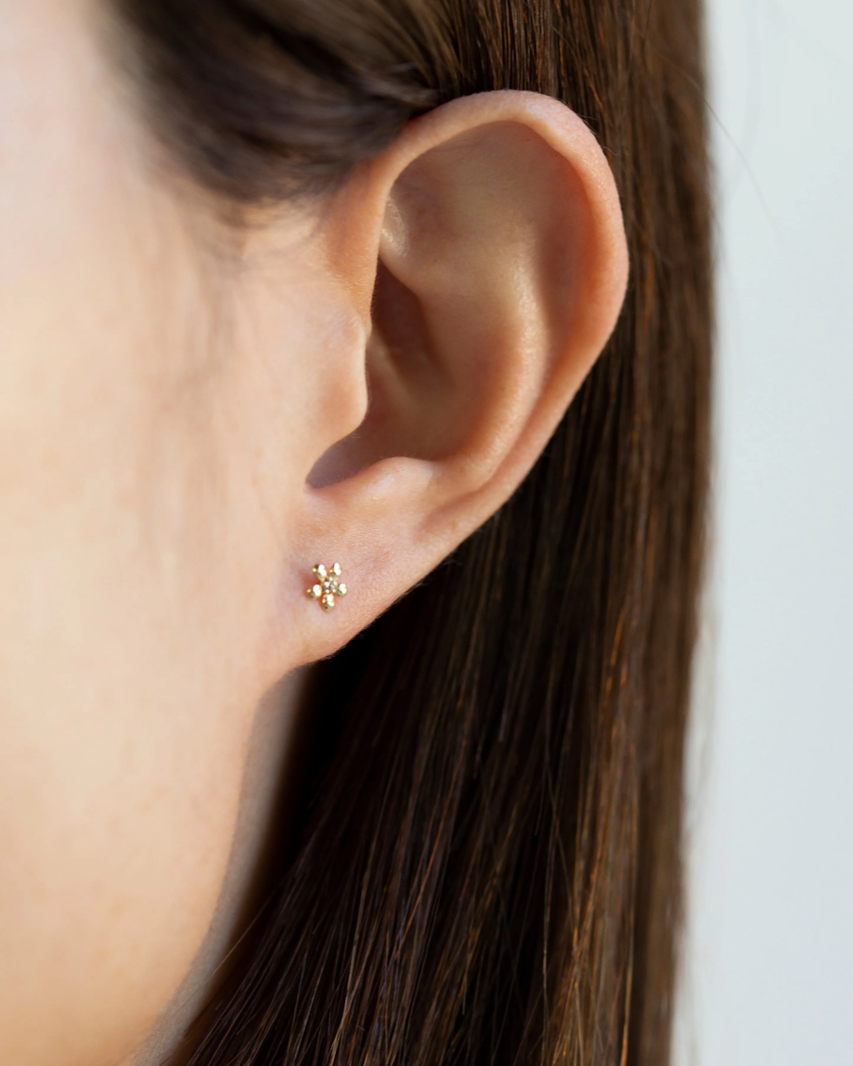 14k Gold Tiny Flower Studs