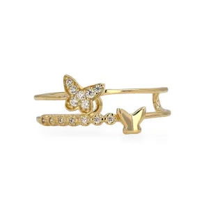 14K Yellow gold butterfly ring-226052