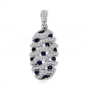 14KW Blue Sapphire & Diamond Pendant