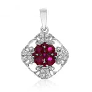 14KW Ruby & Diamond Pendant