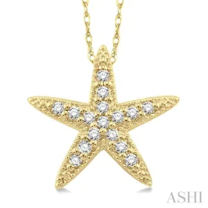 1/6 Ctw Round Cut Diamond Sea Star Pendant in 14K Yellow Gold with Chain