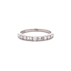 18ct White Gold Mixed Diamond Wedding / Stacker Ring