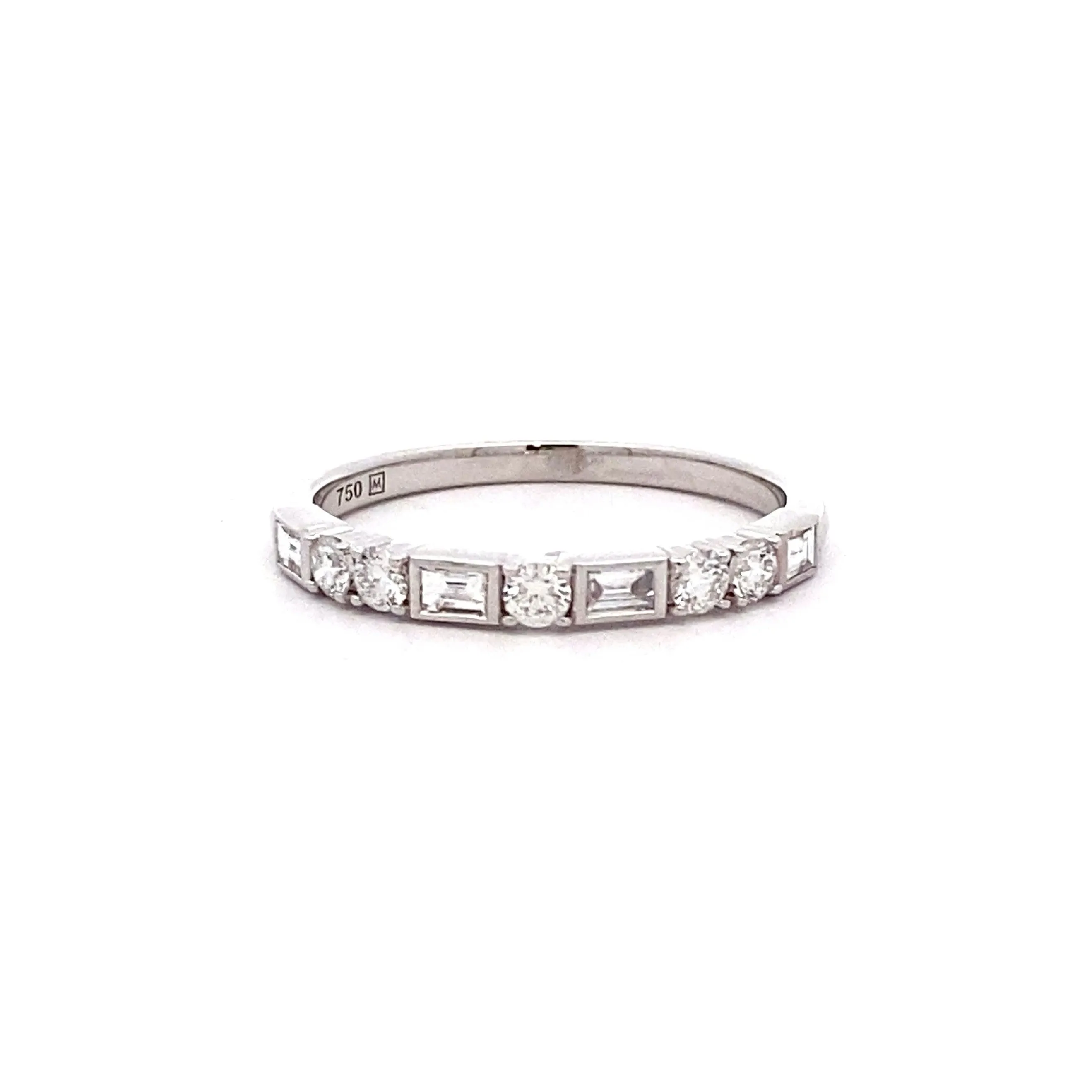 18ct White Gold Mixed Diamond Wedding / Stacker Ring