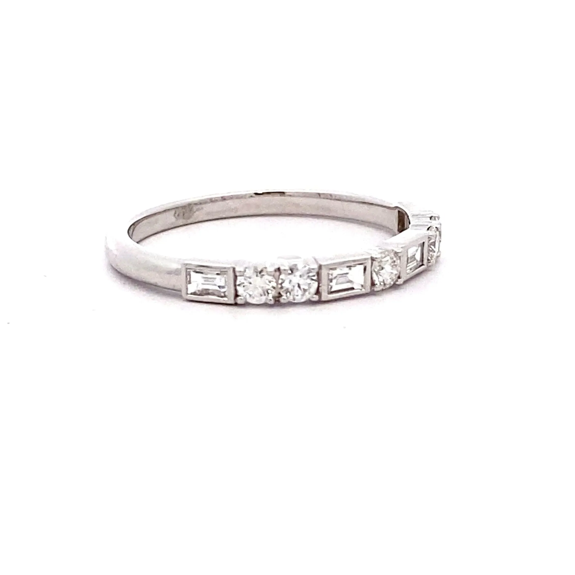 18ct White Gold Mixed Diamond Wedding / Stacker Ring