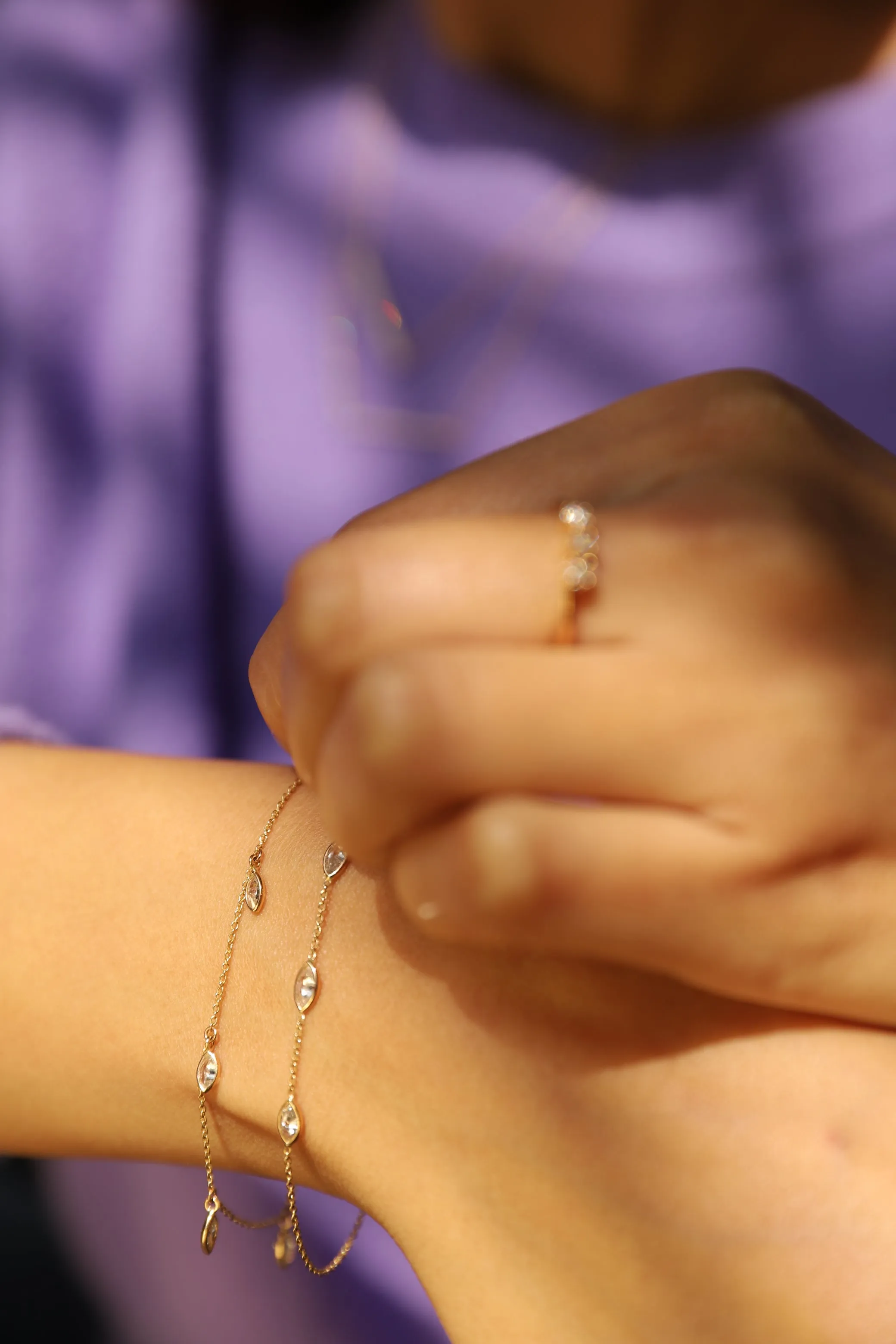 18K Yellow Gold Diamond Chain Bracelet