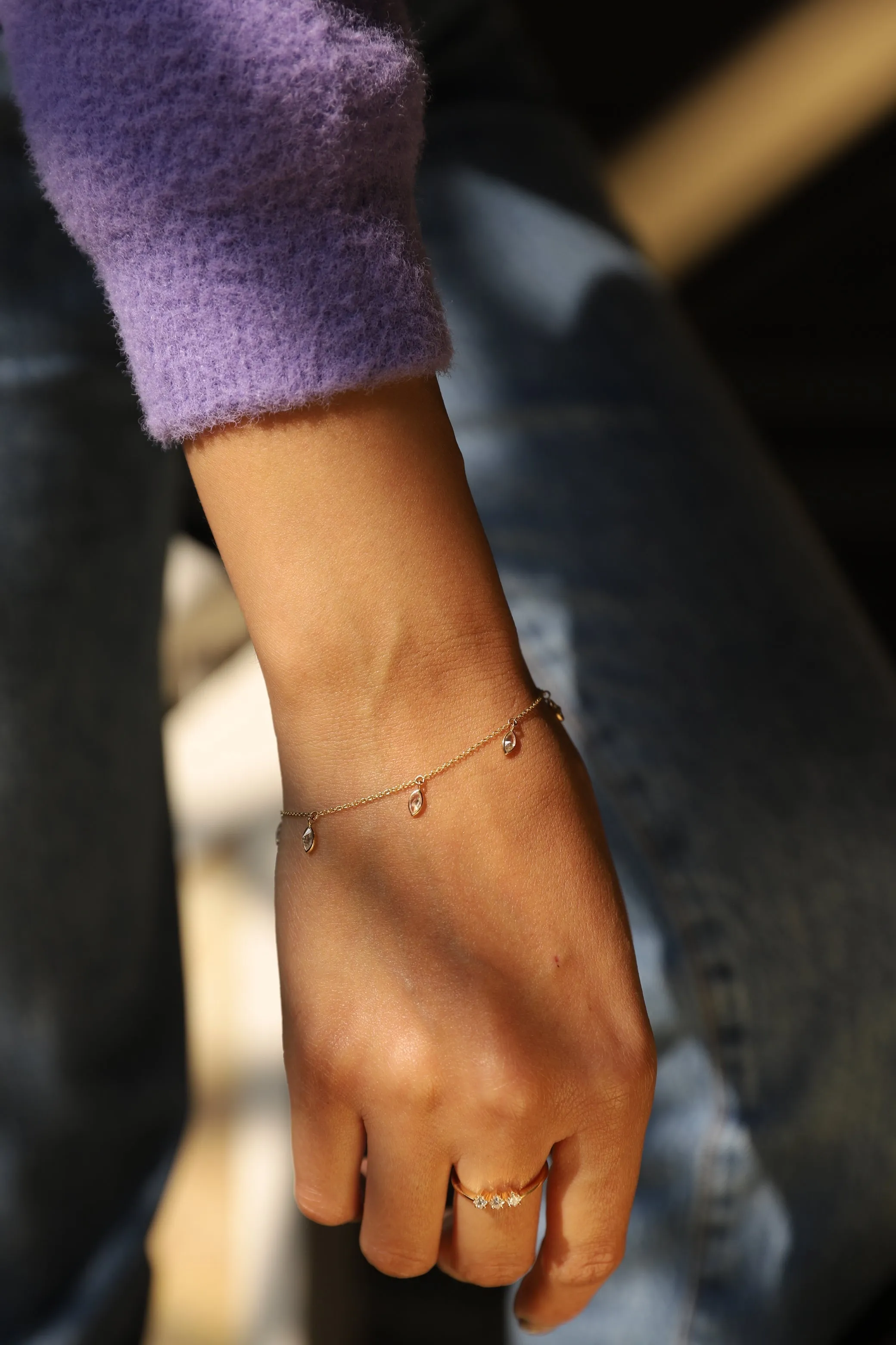 18K Yellow Gold Diamond Chain Bracelet