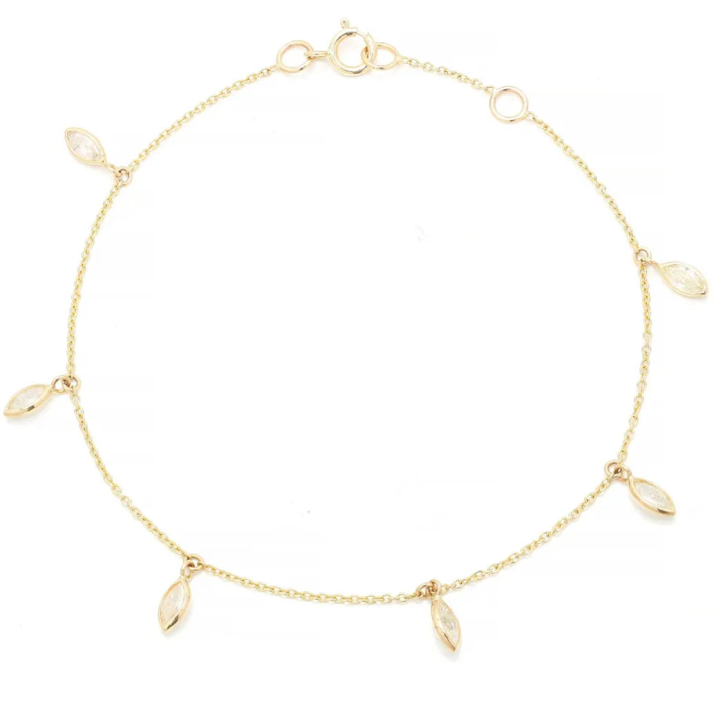 18K Yellow Gold Diamond Chain Bracelet