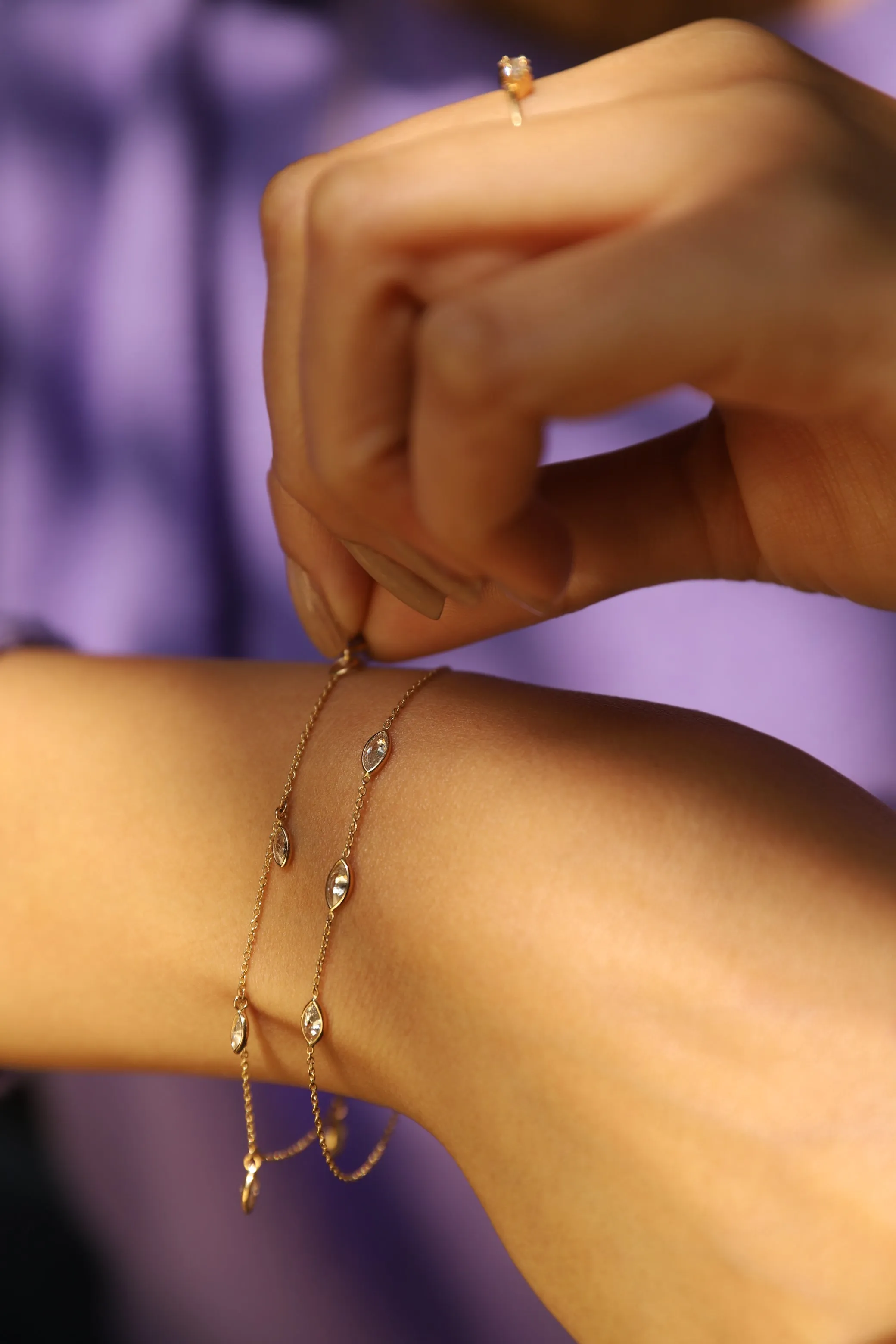 18K Yellow Gold Diamond Chain Bracelet