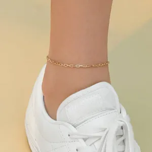 18k Yellow Gold Oblong Link Anklet