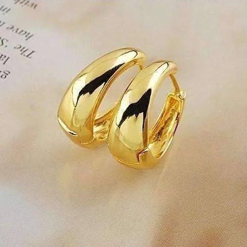 18K Yellow Gold Plated Bold Huggie Hoop Earrings for Woman