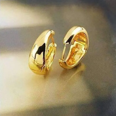 18K Yellow Gold Plated Bold Huggie Hoop Earrings for Woman