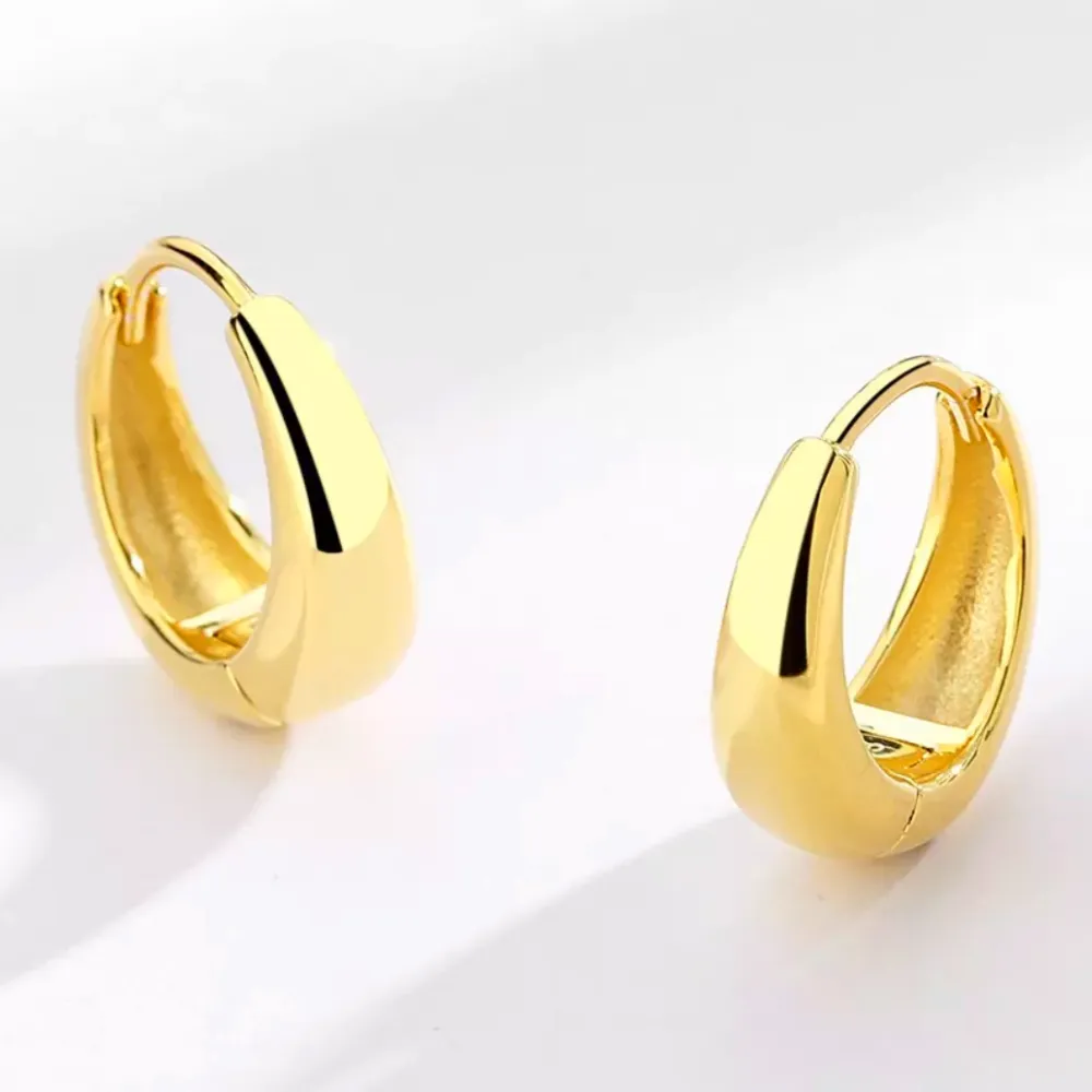 18K Yellow Gold Plated Bold Huggie Hoop Earrings for Woman