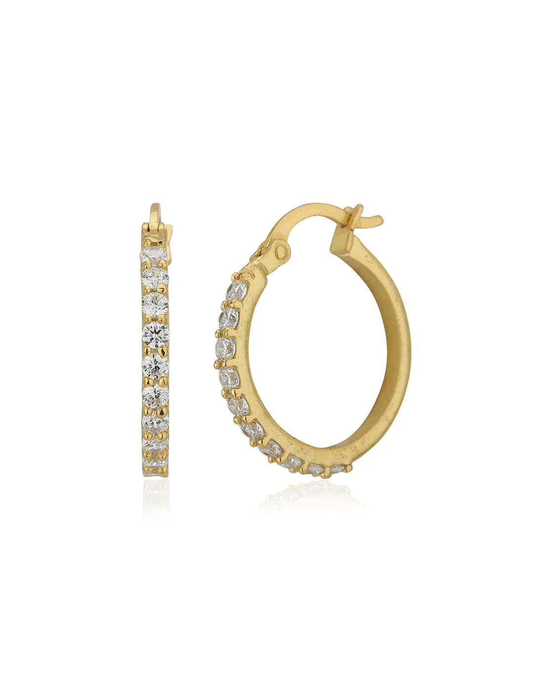 18Kt Gold Plated With Cz Floral Bold Stud Earring