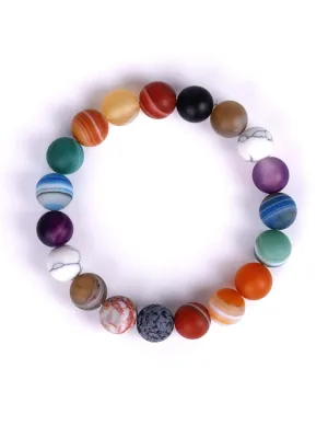 1pc Boho Colorful Beaded Bracelet Planets Pattern Women Bracelet Stackable