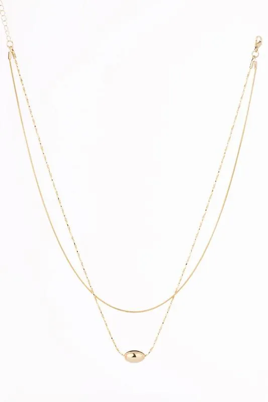 2 Layers Oval Pendant Necklace