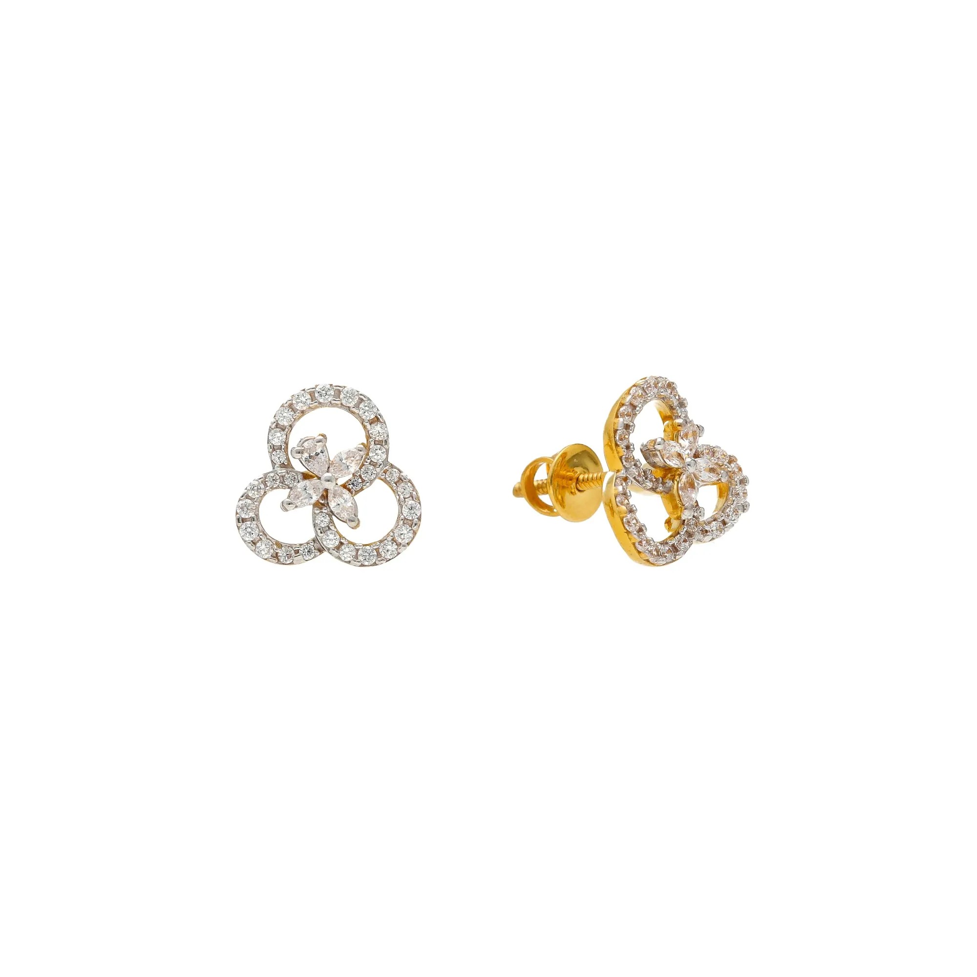 22K Yellow Gold & CZ Stud Earrings (4.5gm)