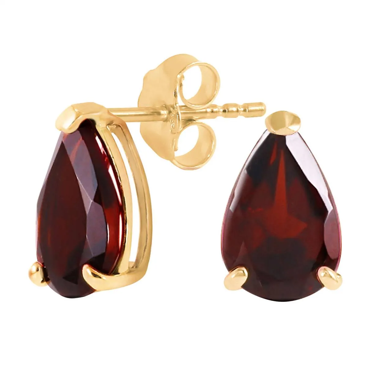 3.15 Carat 14K Solid Yellow Gold Stud Earrings Natural Garnet