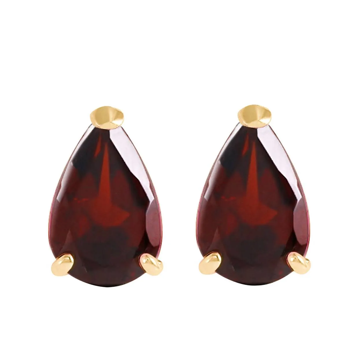 3.15 Carat 14K Solid Yellow Gold Stud Earrings Natural Garnet