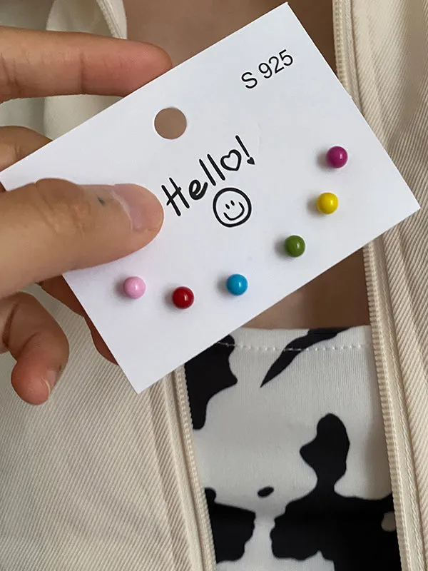 6 Colors Solid Color Cute Earrings Accessories