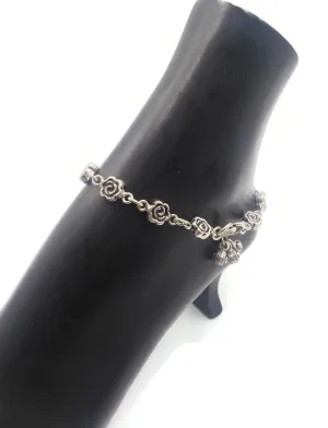 925 Antique Style Sterling Silver Anklet - #14