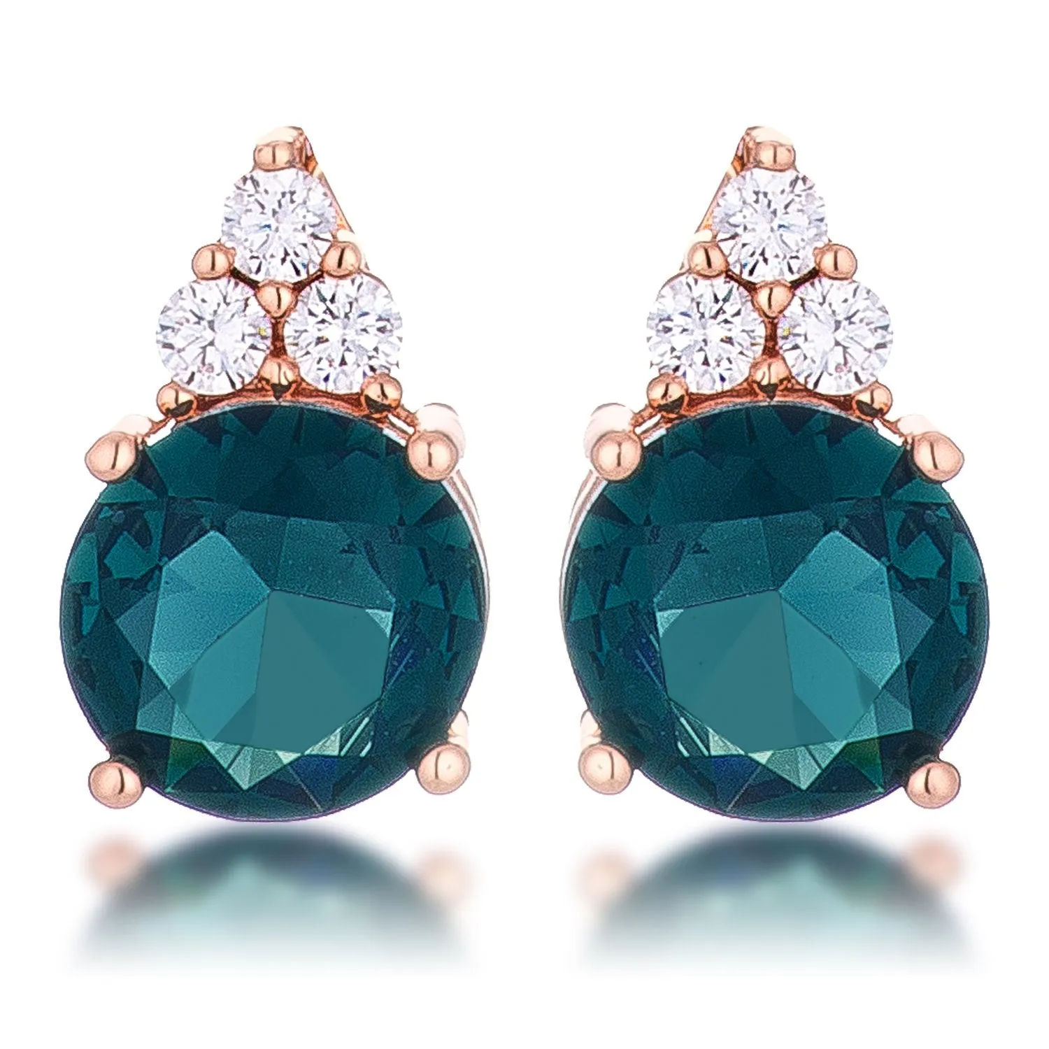 Abigail Simple 9mm Blue Green Round Stud Earrings | 3.1ct