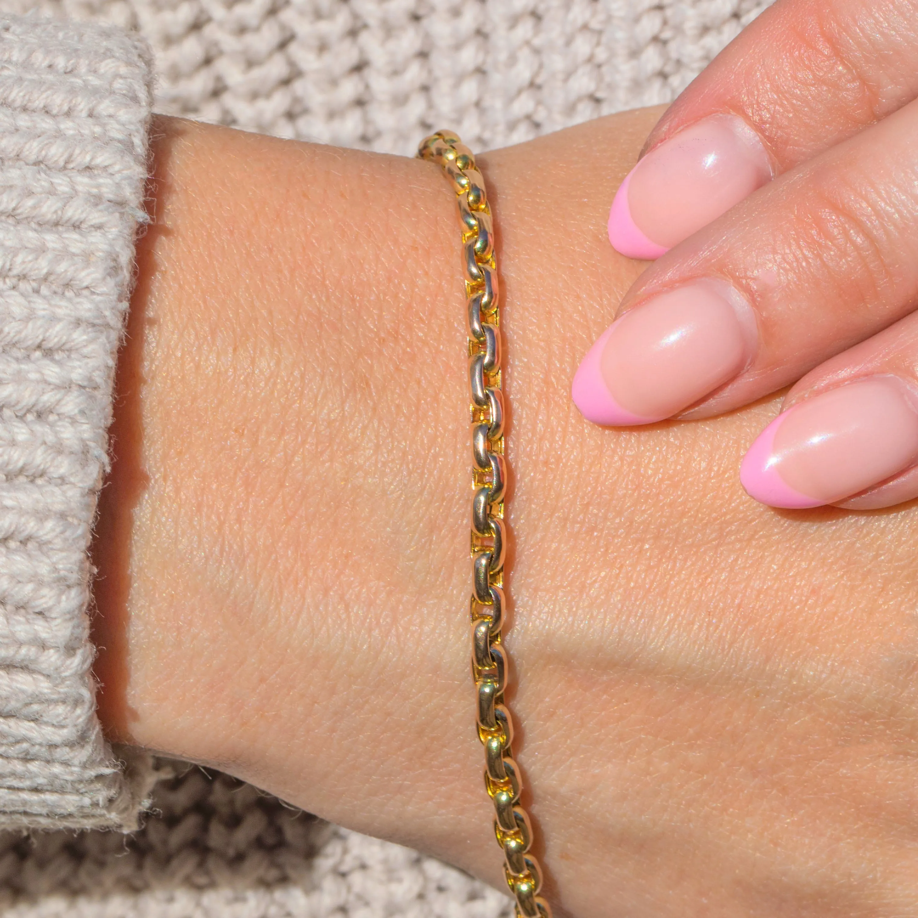 Antique 9ct Gold Belcher Bracelet, with Bolt Ring Charm Holder