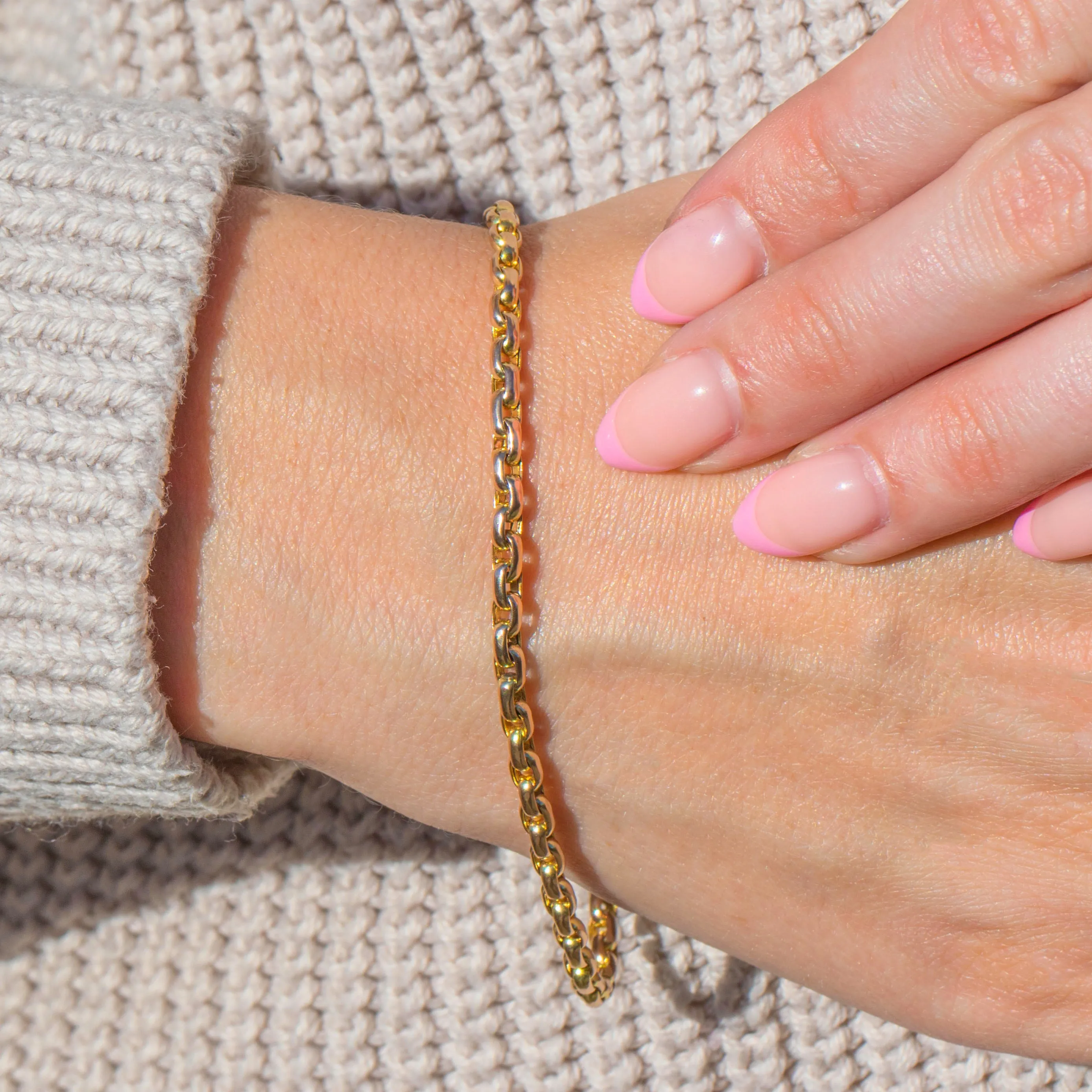 Antique 9ct Gold Belcher Bracelet, with Bolt Ring Charm Holder