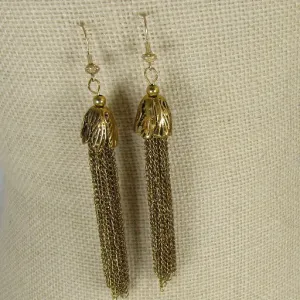 Antique Gold Tassel Dangling Long  Earrings