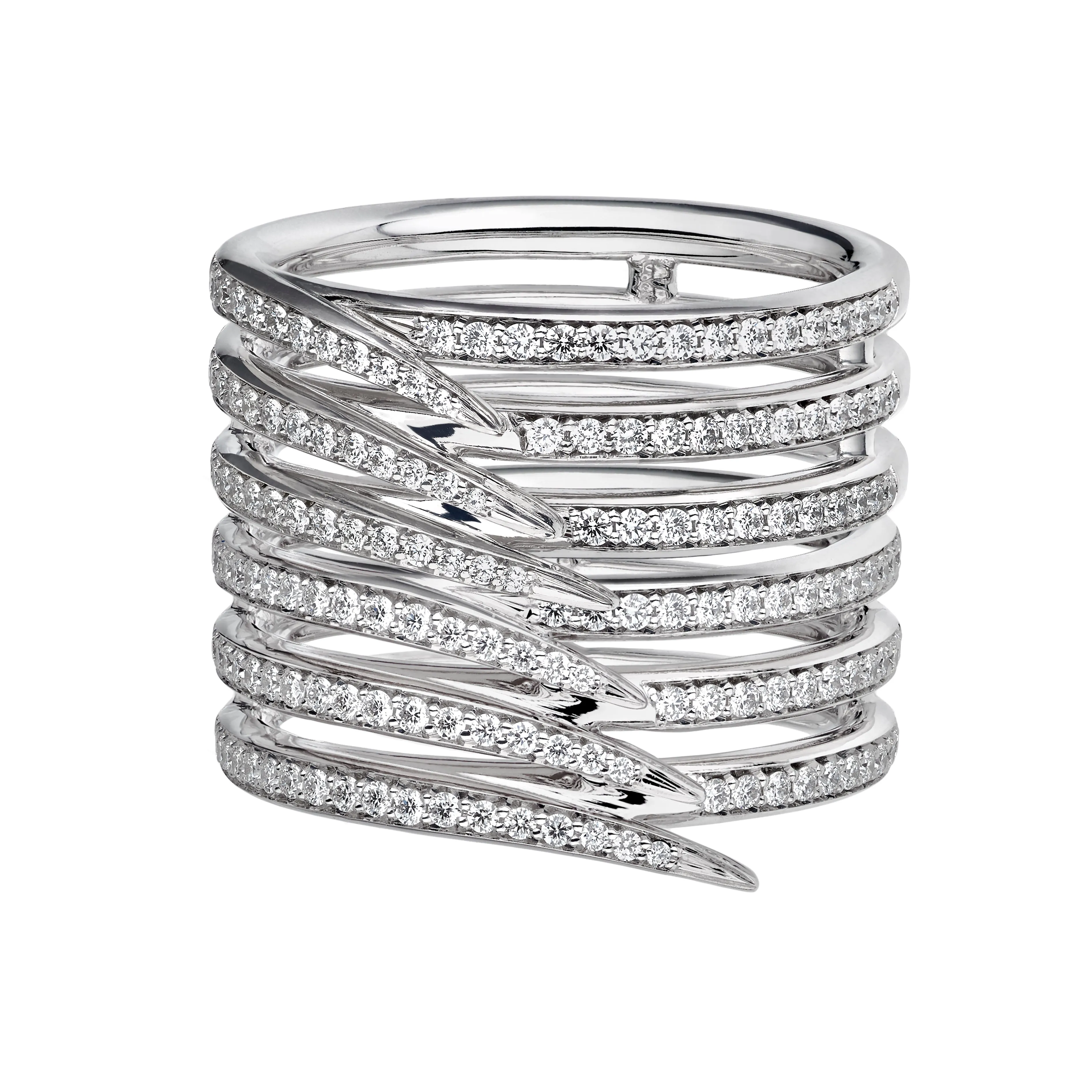 Armis Triple Row Ring - 18ct White Gold & Diamond Pavé