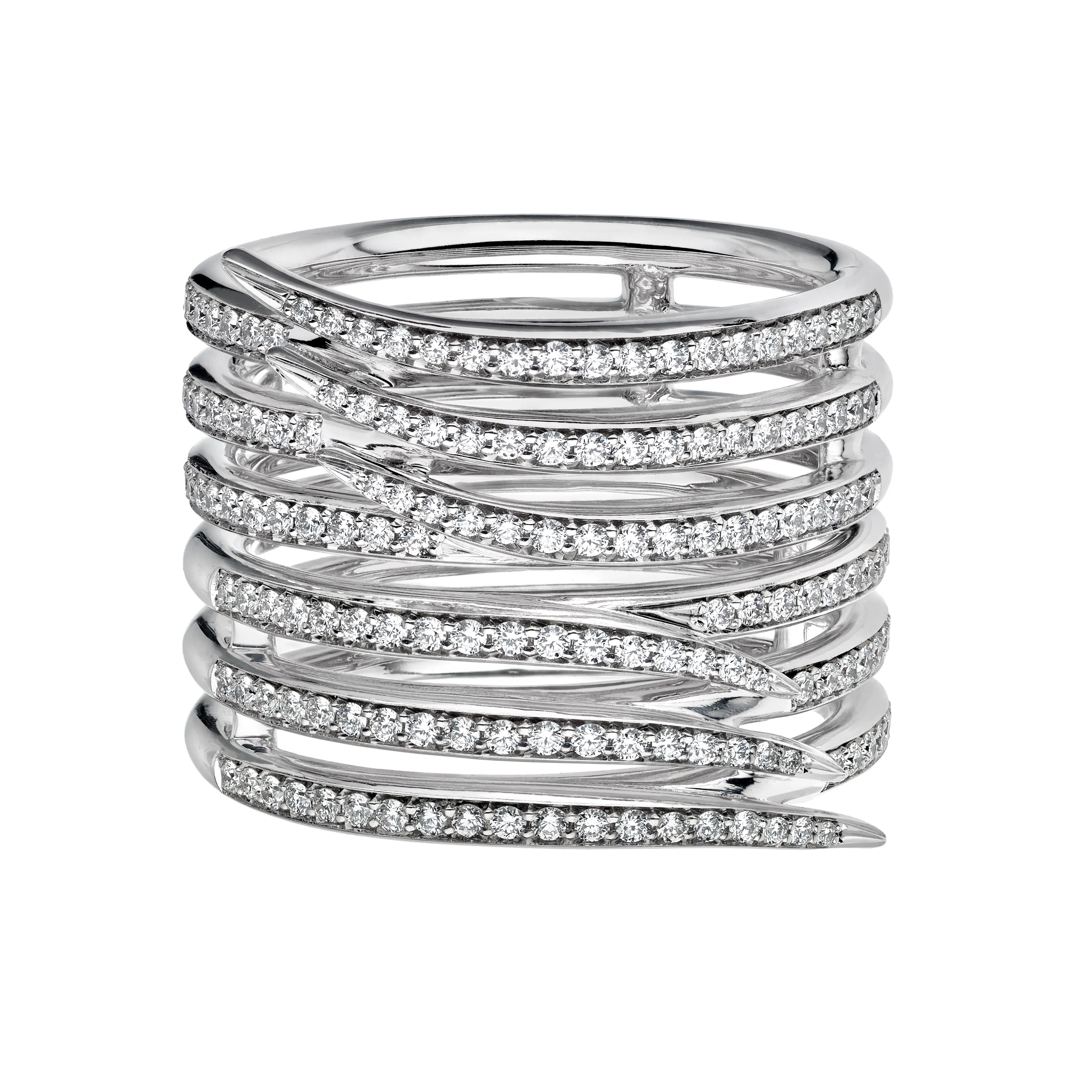 Armis Triple Row Ring - 18ct White Gold & Diamond Pavé