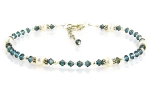 Athena - Something Blue Dark Freshwater Pearl Wedding Anklet