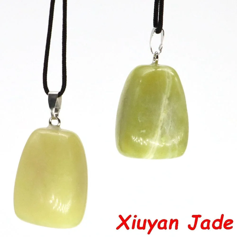 Aventurine and Other Stones Natural Crystal Irregular Tumbled Stone Reiki Rope Necklace