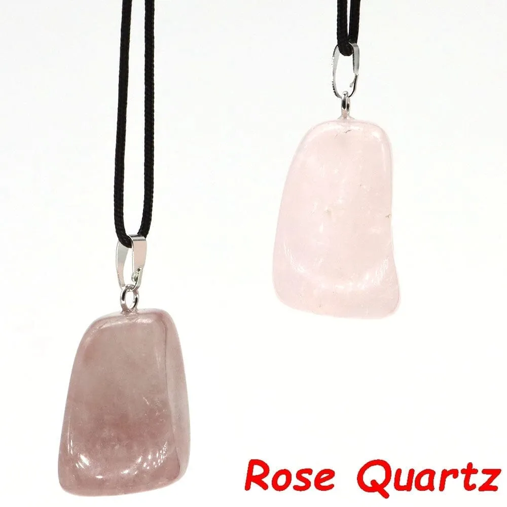 Aventurine and Other Stones Natural Crystal Irregular Tumbled Stone Reiki Rope Necklace