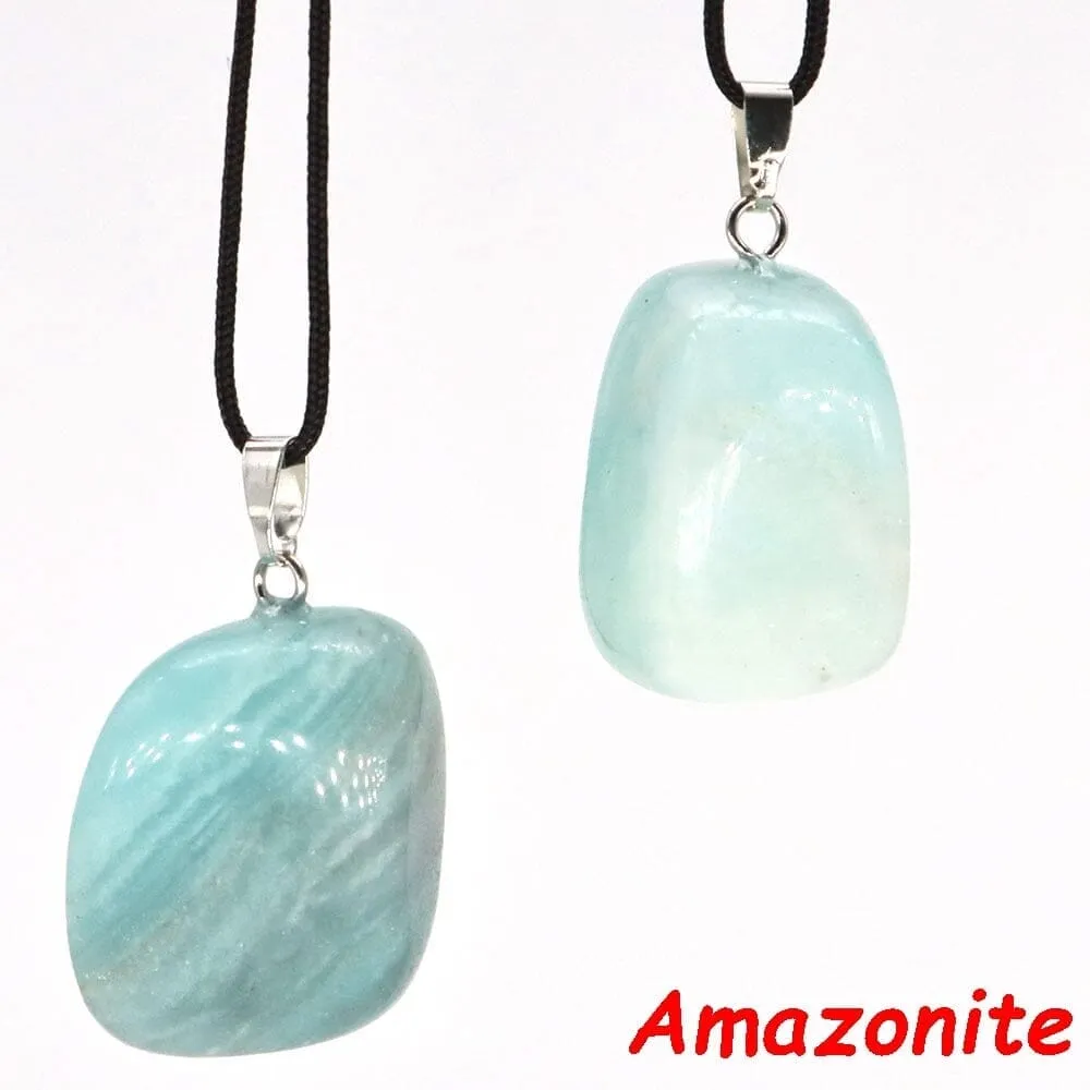 Aventurine and Other Stones Natural Crystal Irregular Tumbled Stone Reiki Rope Necklace