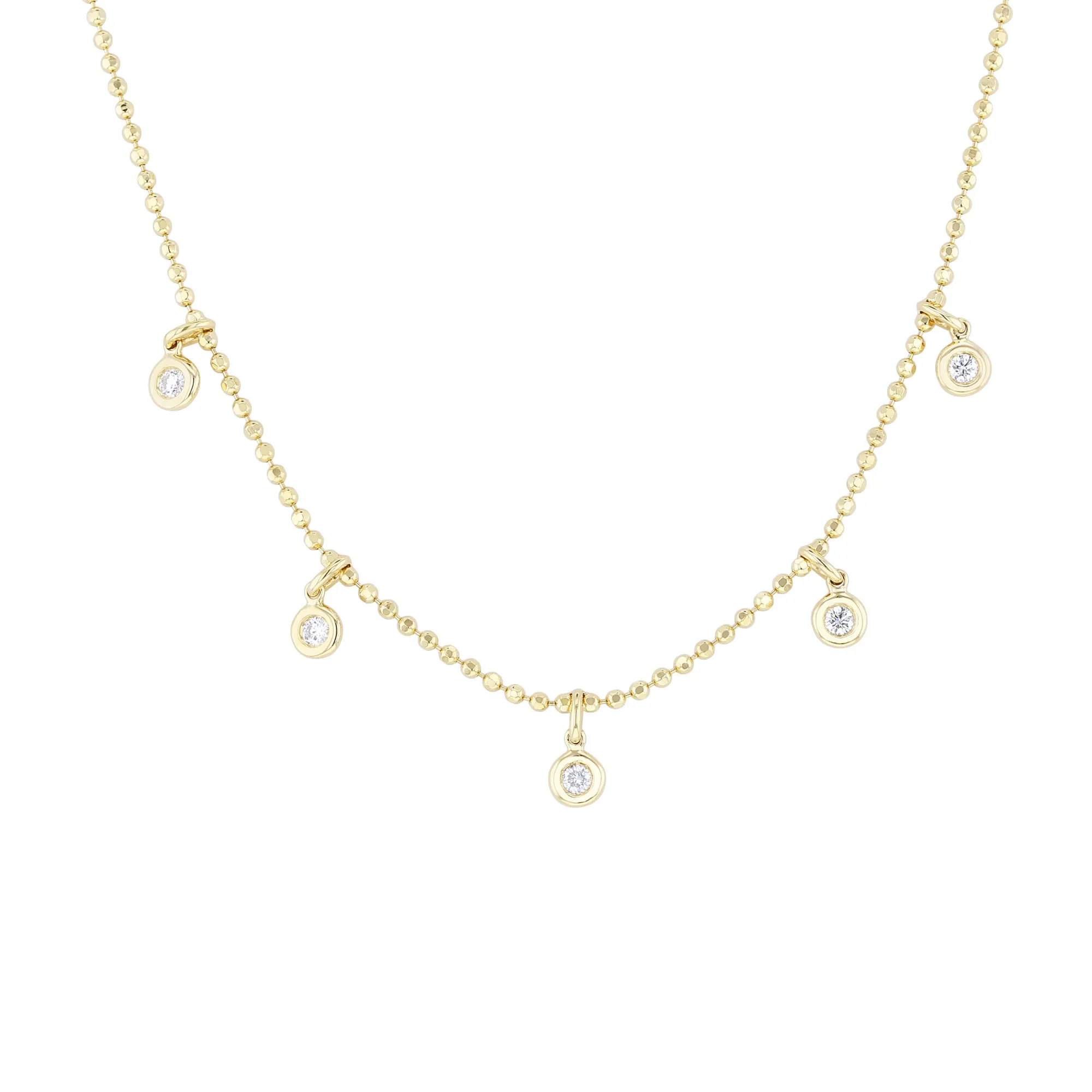 Beaded Bezel Station Diamond Necklace