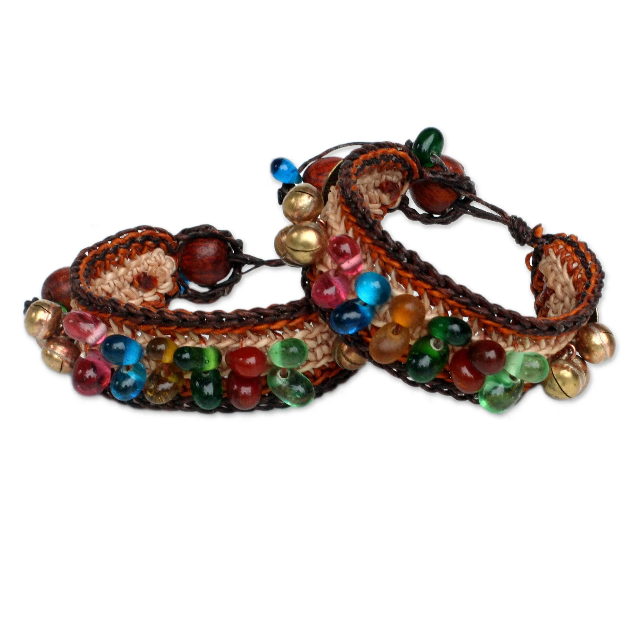 Beaded Wristband Bracelets (Pair) - Bold Brown Fortunes | NOVICA