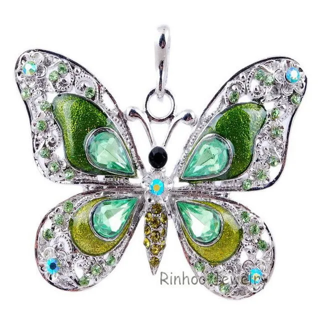 Beautiful Rhinestone Butterfly Long Necklaces Sweater Necklaces Fashion Necklace For Women Necklace Pendants Silver Jewelry