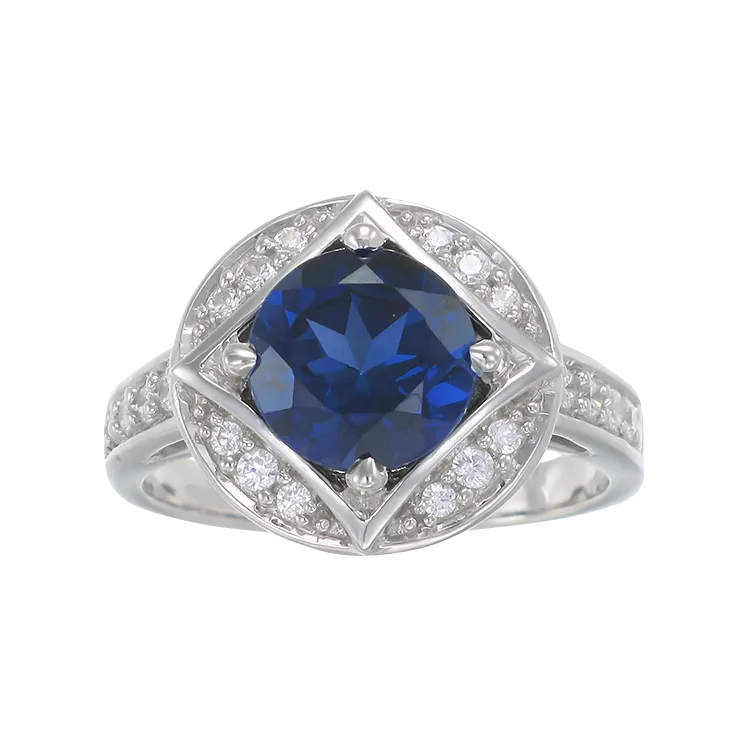 Bezel Set Vintage Inspired Blue Sapphire Ring