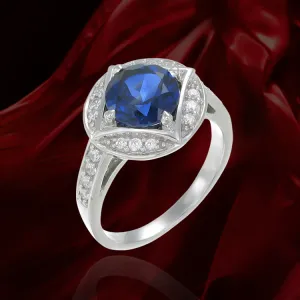 Bezel Set Vintage Inspired Blue Sapphire Ring