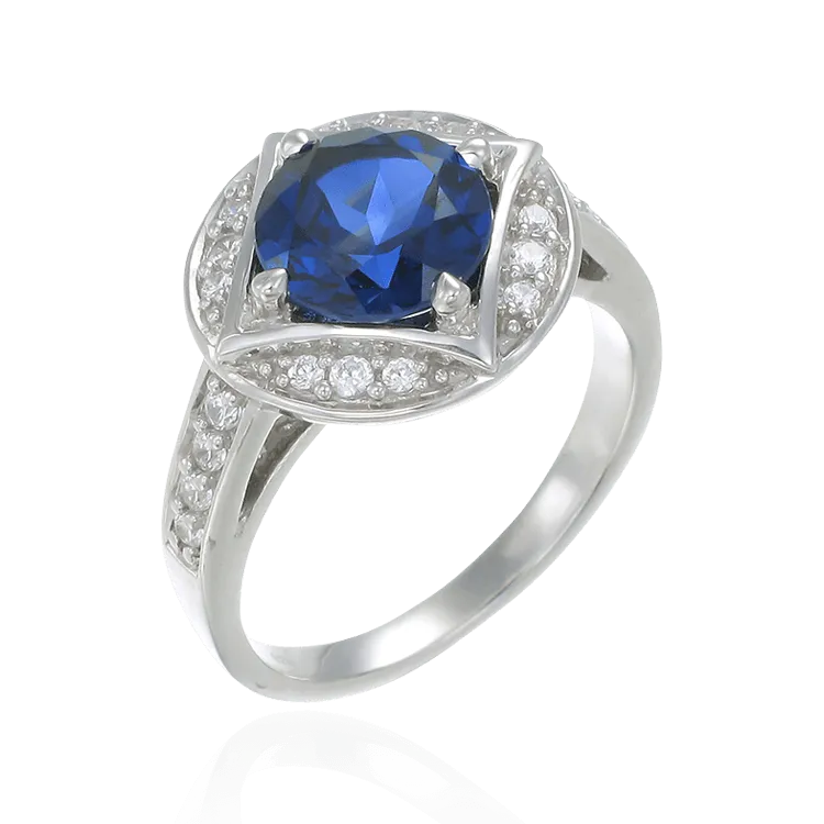 Bezel Set Vintage Inspired Blue Sapphire Ring