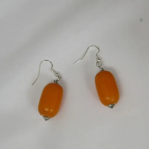 Big Bold Orange Bead Drop Earrings